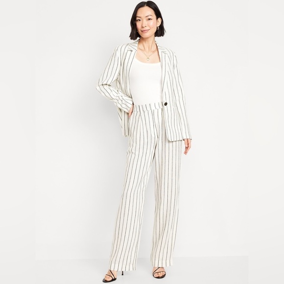 NWT Old Navy Extra High Waisted Linen Blend Taylor Wide-Leg Trouser Pants Size L - Picture 2 of 11